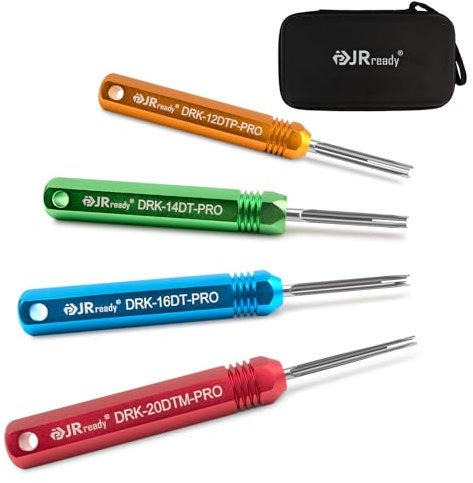 JRready ST5291 Deutsch Pin Removal Tool for Deutsch Size 12 16 20 Solid Contacts Wire Gauge 12-22 AWG,Terminal Release Tool Kit for Deutsch DT, DTM, DTP, DTHD, and HD Series Connectors | Terminal Release Tool Kit, Wire Size 12-22 AWG, Slotted Tips Safely Removal, for DT DTM DTP DTHD HD HDP Deutsch Connectors