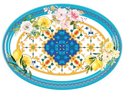 Guzzini - Vassoio ovale grande in melammina, colori vari, ''FLOWER&LEMON''
