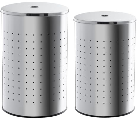 Home4You Wäschesammler-Set 2-teilig - Edelstahl - 37 Liter - 54 Liter