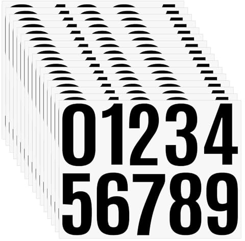 16 Sheets /160 PCS Mailbox Number stickers 4 Inch Waterproof Vinyl Large Decals Self Adhesive House numbers，for Signs Car Home Residence Trash can,Mailbox,Address Number(Black)