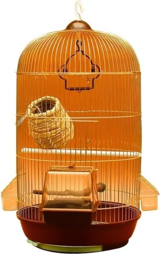 DLAZUM Professioneller Vogelkäfig für Haustiere, Vogelträger, Gartendekoration, Kanarienkäfige mit Trennwänden, Papageienkäfige für große Vögel, großer, eleganter Retro-Vogelkäfig, Zuhause, goldene