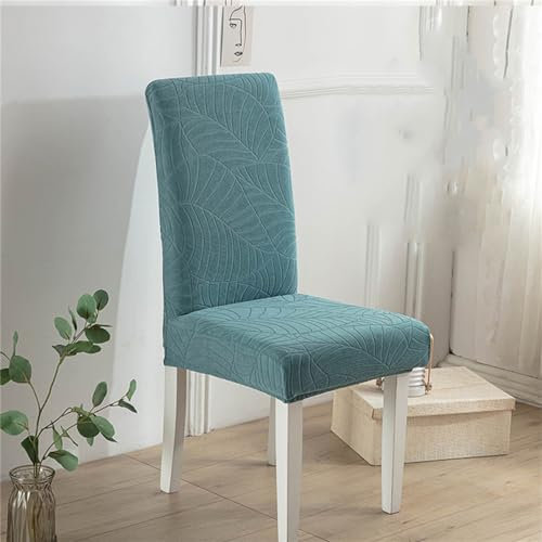 HZSZXG Stuhlhussen für Esszimmer, dehnbarer Jacquard-Stuhlsitz- und Rückenlehnenbezug, Bankett- und Hochzeitsstuhlbezug, blau, 6 Stück