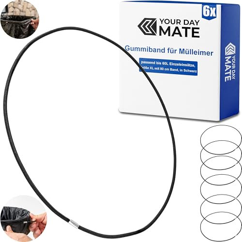 Elastique universel pour poubelles, 6 pièces, taille XL, convient jusqu'à 60L d'inserts individuels, compatible avec les poubelles WESCO, anneau élastique de 80 cm