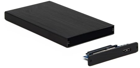 TQE-2527B externt kabinett för 2,5 hårddiskar med 9,5 mm, SATA-gränssnitt med USB 3.0-anslutning, svart - perfekt för att öka lagringskapaciteten på ett bärbart och säkert sätt.