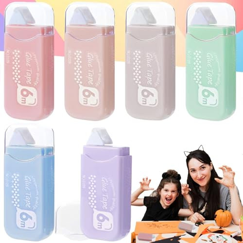 Zeaying 6 Stück Kleberoller Fotokleber Doppelseitig Selbstklebend, Scrapbook Zubehör, Scrapbook Zubehör Klebemaus zum Basteln für Scrapbook, Bullet Journal, Fotoalbum, Schule, 6mm x 6m