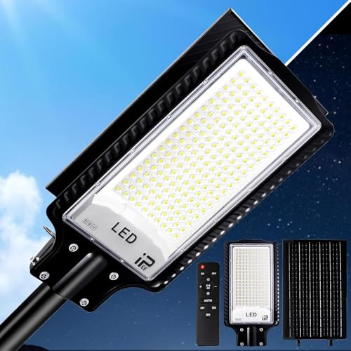 Eleganted LED Solar Straßenlaterne für Außen, 30000LM Solarlampe Außen mit Fernbedienung, Solar Straßenlampe Wandleuchte, IP66 Wasserdicht 6500K LED Außenlampe für Gärten Straßen Garage
