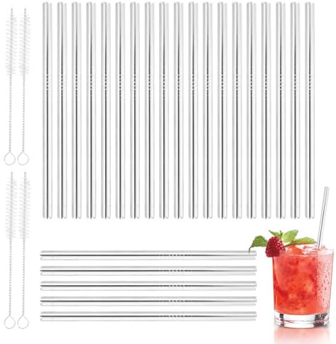 24 Pcs Stainless Steel Straws, Reusable Metal Drinking Straws with 4 Cleaning Brush, Small Reusable Straws for Kids, Short Metal Straws for Smoothie, Milkshake, Cocktail and Hot Drinks