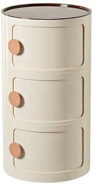 Round Bedside Cabinet, Nordic Bedside Nightstand, Bedside Table with Sliding Doors, Storage Cabinet, Round Chest of 3 Drawers for Bedroom, Living Room