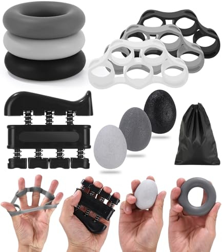 Jissta Lot de 10 balles de rééducation en silice pour les muscles de l'avantbras, pour améliorer la flexibilité et la force des doigts, pour les jeux, la guitare, l'escalade et le