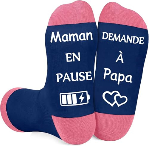 Aonveki Cadeau Maman Original, Cadeau Anniversaire Noel pour Maman, Cadeau Fete des Meres, Chaussette Maman 39-42 Rigolotes Humour