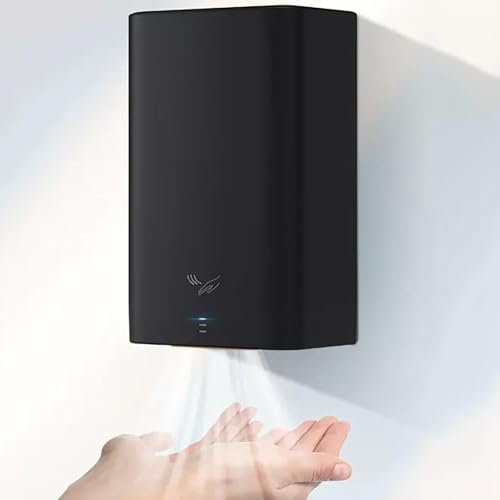 Asciugamani Elettrico, Asciugamani Automatico, Asciugatura delle mani for il bagno Asciugatura delle mani 900W potente asciuga mani, asciuga mani elettrico automatico commerciale o domestico nero(Blac