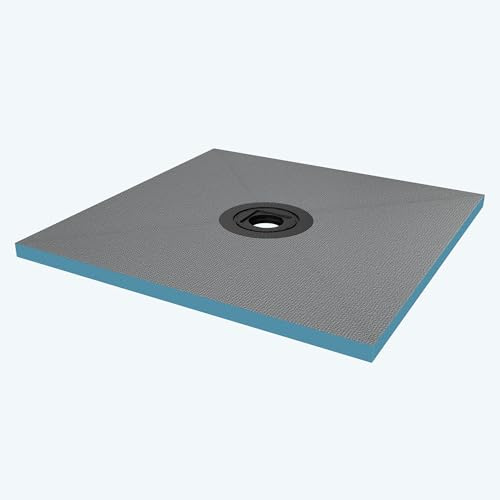 doporro Duschelement befliesbar mit Gefälle 100x100x4cm in Beton Grau | Zuschneidbares XPS-Duschboard mit Ablaufrinne, 35L/min & zementbasierter Oberfläche–für individuelle Duschräume