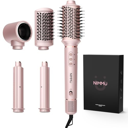 Nimmu 5 in 1 Blow Dryer Brush Set, 110,000 RPM High-Speed Negative Ionic Blow Dryer Brush Fast Drying, Multi Hair Styler Curlers, Hot Air Styler for Curling Volumizing Straightening Styling
