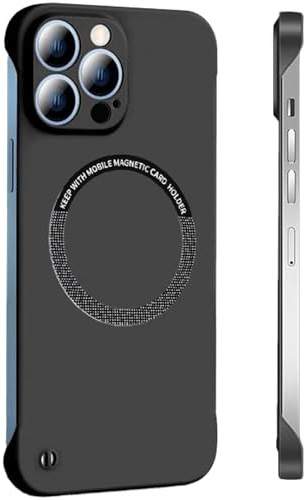 FAOMSEBS Magnetica Senza Bordo Cover per iPhone 15 Pro Max, Compatibile con MagSafe (Sensazione di Metallo Nudo) Sottile Antishock Custodia per iPhone 15 Pro Max Cover MagSafe 6,7 pollici 2023, Nero