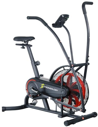 Strongology SCORPION Assault Bike – Compact Home Fitness Stationary Bike for Full Body Workouts with Smooth Fan Resistance and LCD Display