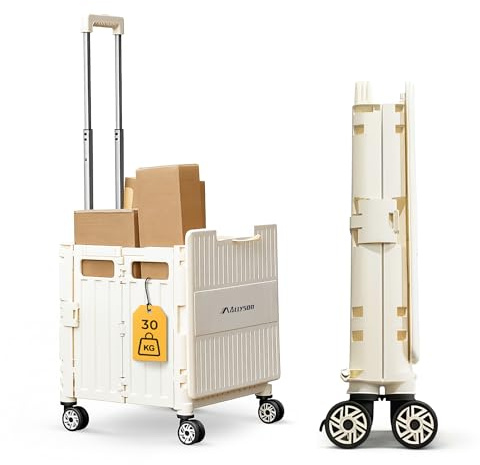 Allyson Foldable Shopping Trolley, Folding Box, Sturdy Transport Trolley with Telescopic Handle and 30 kg Load Capacity, Garden Trolley Ideal for Garden & Shopping, Trolley Folding Box, Small Shopping