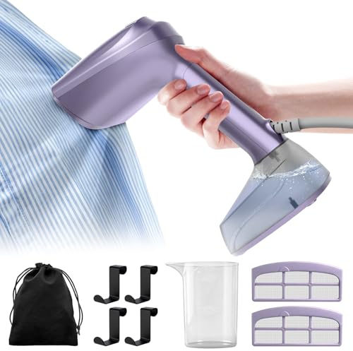 Vacuum Steamer for Clothes, 3500Pa Suction Handheld Clothes Steamer,Multiple mode adjustment，Portable Travel Steamers for Clothes, Steaming & Ironing 2 in 1，400ml Water Tank (for 110-120V)