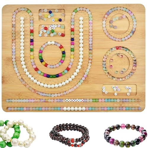 WDEC Perlenbrett aus Bambus für die Schmuckherstellung, Perlenbretter für Schmuckherstellung, Perlenbrett Aus Holz Für Schmuck, Schmuck-Messbrett, DIY-Design Holzperlenbrett-Tablett