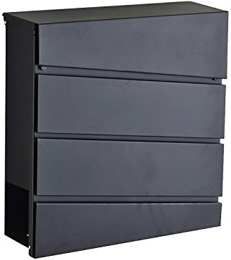 Moderner Briefkasten mit Zeitungsfach Pulverbeschichtet matt schwarz Wandbriefkasten Postkasten