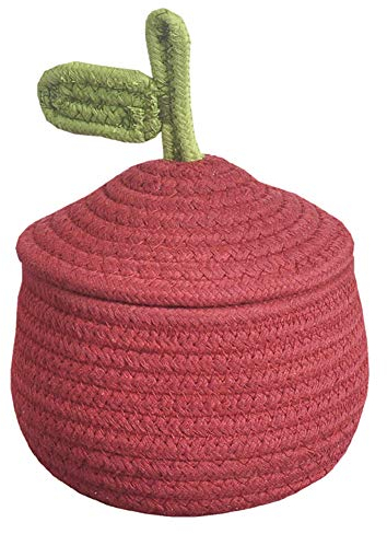 Inwagui Baumwollseil Korb Kleiner Aufbewahrungskorb mit Deckel Kinderzimmer Aufbewahrungsbox Weich Lagerung Korb Schön Regalkorb - Rot