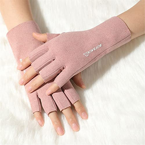 GIVBRO Guantes de mujer sin dedos Guantes térmicos de invierno Guantes térmicos de medio dedo para damas Ciclismo Deporte al aire libre