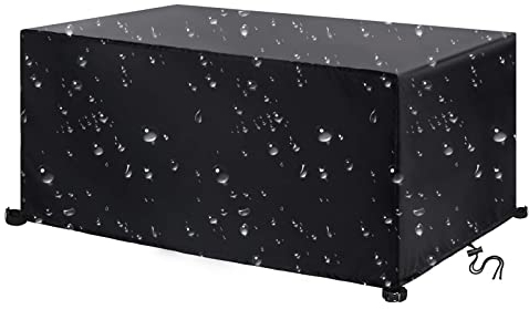 Leju Art Gartenmöbelabdeckung Wasserdicht 420d Oxford-Gewebe Winddicht Schneedicht ReißFest Abdeckung für Gartenmöbel XXL Abdeckplane Gartenmöbel Schutzhülle 280x150x100cm Schwarz