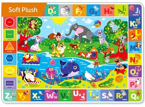 Baby Play Mat for Floor by QUOKKA - ABC Rug For Kids Room Gym Educational Learning Area – Non-Slip Play Mat For Toddlers Babies Playroom – Padded Baby Crawling Mat