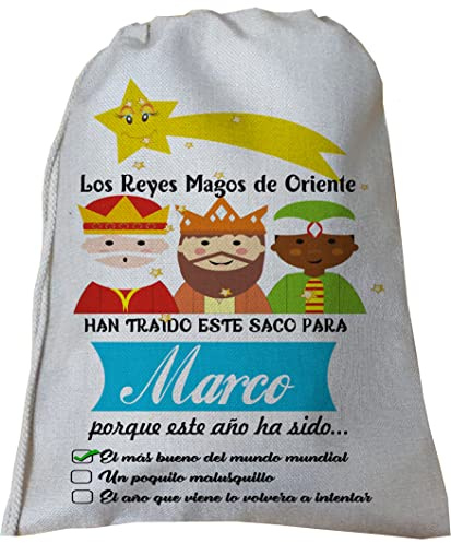 Saco de Navidad Personalizado Reyes Magos, Melchor Gaspar y Baltasar Regalo Personalizado con Nombre