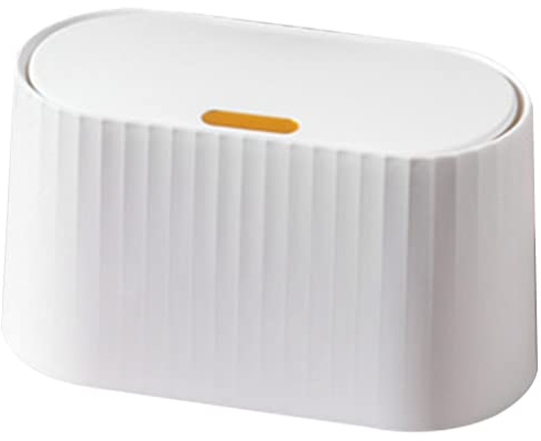 YARNOW Mini Abfalleimer Tischmülleimer Kunststoff Mülleimer mit Deckel Kosmetikeimer Papiereimer Abfallbehälter Tischabfalleimer Mülltonne für Zuhause Küche Bad Schreibtisch Wohnzimmer Weiß 2L