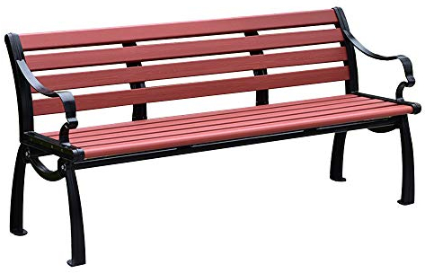 ZMYJTO Park Garten Terrassenbänke Freizeitbank, wetterfeste Außenbank mit Gusseisenrahmen und korrosionsbeständigem Massivholz, 2-3-Sitzer Hofbank mit Rückenlehne Armlehnen, Veranda Rasen Deko Bank