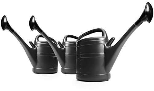 BigDean 3x Gießkanne 10 Liter anthrazit für Haus & Garten - aus robustem Kunststoff - Gartengießkanne mit abnehmbarer Brause - zur einfachen Bewässerung von Blumen, Pflanzen & Bäumen