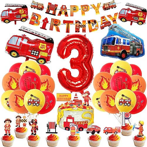 Feuerwehr Geburtstag Deko 3 Jahre 36 Stück, Feuerwehrauto 3 Geburtstag Luftballon, Kindergeburtstag Feuerwehrauto Deko, Feuerwehrmann Geburtstagsdeko, Geburtstagsdeko 3 Jahre Junge | Feuerwehrauto 3 Geburtstag Luftballon, Kindergeburtstag Feuerwehrauto Deko, Geburtstagsdeko 3 Jahre Junge