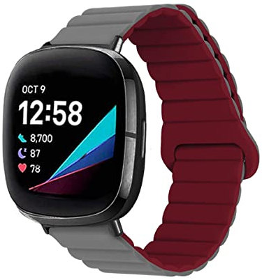 Silikon Armbänder für Fitbit Versa 4/ Versa 3/ Sense/Sense 2 Männer und Frauen Bewegung mit Magnet Armbänder Ersatzband mit Magnet Armbänder Kompatibel mit Fitbit Versa 4/ Versa 3/ Sense/Sense 2 (2)