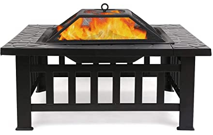ZAANU Feuerstelle, Terrassen-Feuerstelle, Austerngrill-Set, holzbefeuerter Heiz-Feuerstellentisch für den Haushalt, Garten-Feuerstelle