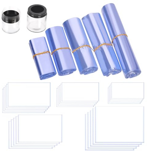 Mardatt 500 Stück transparente PVC-Schrumpfbeutel in 5 Größen – Schrumpfverpackungsbeutel zum Verpacken von Schuhen, Geschenkkerzen, Seife usw.