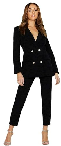 Womens Gold Button Double Breasted Duster Coat Office Formal Blazer Ladies Long Sleeve Jacket Winter Fashion Front Pocketed Duster Coat Jacket UK 8-14