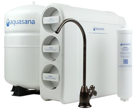 Aquasana SmartFlow™ Reverse Osmosis Water Filter System - High-Efficiency Under Sink RO Removes up to 99.99% of 90 Contaminants, Including Fluoride, Chlorine, and Lead - Oil Rubbed Bronze (ORB) Faucet