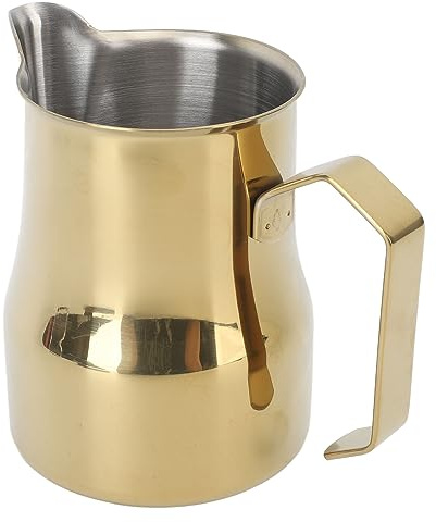 Milchkännchen, 12 Unzen Milchaufschäumkrug aus Edelstahl, 450 Ml, Eagle-Auslauf-Design, Milchaufschäumer, Dampfbecher, aus Lebensmittelechtem Material, für Zuhause (Gold)