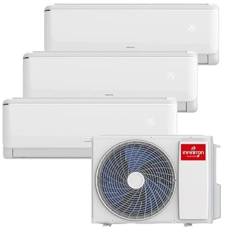INFINITON | Aire Acondicionado 3X1 MULTI-3342 | Eficiencia A++ | Deshumidificador | Control Remoto | Color Blanco | 9000 + 9000 + 12285 BTU