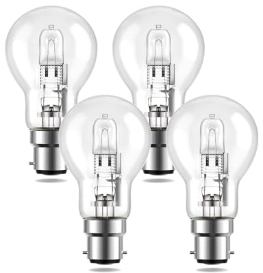 TobeBright 4-Pack 100 W Equivalent B22 Bayonet Light Bulbs Clear Warm White 2700K, B22 A55 Dimmable Light Bulbs Bayonet Fitting, Large Clear Bayonet Bulb for Bedroom Hallway Living Room Decoration