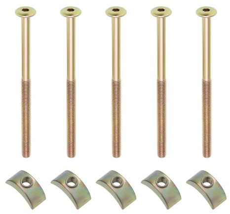 YINETTECH 16 Jeux Boulons de Connexion de Meubles M6 Rondelles Filetées Demi-lune pour Lit Superposé Lit de Bébé Table Chaise Planche 100mm