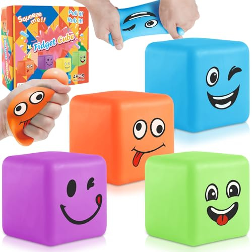 4 Stück Antistressbälle, Fidget Cube Anti Stress Spielzeug, Schöne Farben Stressbälle, Sugar Ball Stress Ball Quetschball, Stressabbau Erwachsene und Stressball Kinder