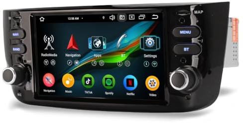 GONFEN 4GB+64GB 8-Core Android 16 DAB+ Autoradio per FIAT Grande Punto Linea 2012-2016 con GPS Navigatore Supporto senza fili CarPlay Android Auto WiFi 4G DSP Bluetooth 5.0 USB CANBus SWC TPMS OBD2 FM
