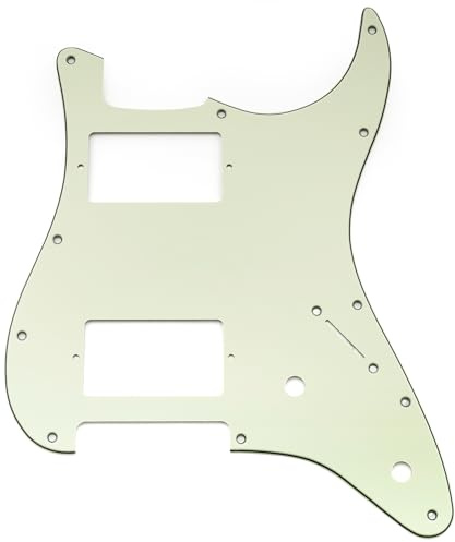 Musiclily Pro 11 Löcher ST Schlagbrett HH Gitarren Pickguard mit 2 Bedeckter Humbucker 2 Potis Aussparungen für Fender Squier Strat Style E-Gitarre, 3-lagig Mint Green | mit Humbucker 2-Pot-Layout, für Fender Squier Strat Style E-Gitarre