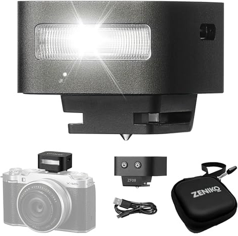 Zeniko ZF08 Mini Camera Flash Speedlite- On Camera Flash GN16, 5 Power Levels, CCT 6500k ±200k with Universal Hot Shoe Mount ＜3s Fast Recycling for Sony/Canon/Nikon/Panasonic/Olympus(Black,ZF08)