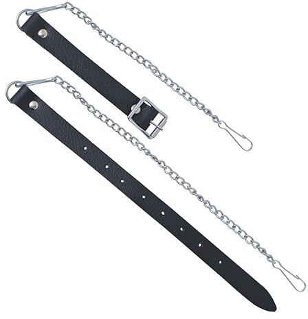 Elegant Black Leather Sporran Chain Belt with Antique Chrome – Premium Quality Scottish Kilt Accessory for Men – Ideal for Highland Attire and Sporrans (Chrome Finish, Black - Leather)