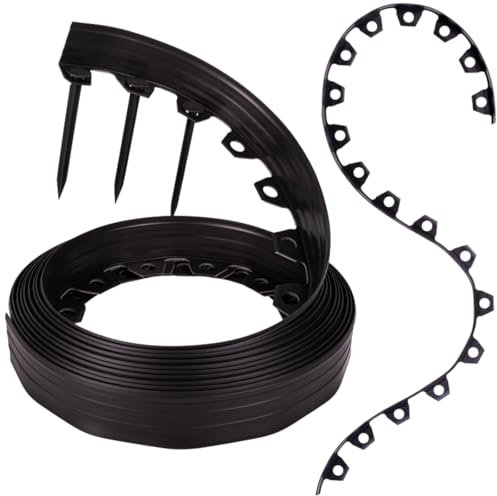 GARDENIX Bordo flessibile per prato, in plastica, resistente alle intemperie, rotondo, per aiuole, 10 m, 20 ancore, altezza 6 cm, per giardini e robot tosaerba