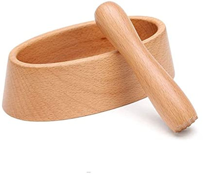 BESTHAHA Juego de mortero y Maja, machacador de ajo Manual de Madera, mortero de ajo, machacador de ajo para el hogar de Cocina