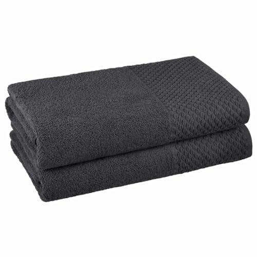 Clinotest Saunahandtuch Set 80x200 cm (2er Pack) – 100% Baumwolle, XXL Saunatuch & Badetücher, Weich & Saugfähig, Schnelltrocknend, Mit Aufhängeschlaufe, Oeko-Tex Zertifiziert, Anthrazit