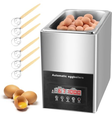WJFTODAY Cuociuova Elettrico per Uova con Controllo della Temperatura 30~90°C per Uso comva Professionale di Grande capacità per Contenere Fino a 50 Uova per Il tè mattutino (con 6 frullini per Uova)